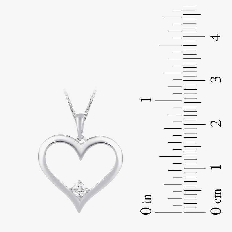 Womens 1/10 CT. T.W. Lab Grown White Diamond Sterling Silver Heart 18 Inch Pendant Necklace