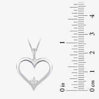 Womens 1/10 CT. T.W. Lab Grown White Diamond Sterling Silver Heart 18 Inch Pendant Necklace