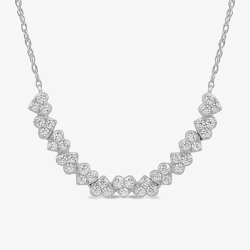 Womens 1/ CT. T.W. Lab Grown White Diamond Sterling Silver Inch Pendant Necklace