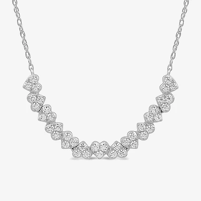 Womens 1/ CT. T.W. Lab Grown White Diamond Sterling Silver Inch Pendant Necklace
