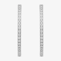 Womens 1/2 CT. T.W. Lab Grown White Diamond Sterling Silver 26.5mm Hoop Earrings