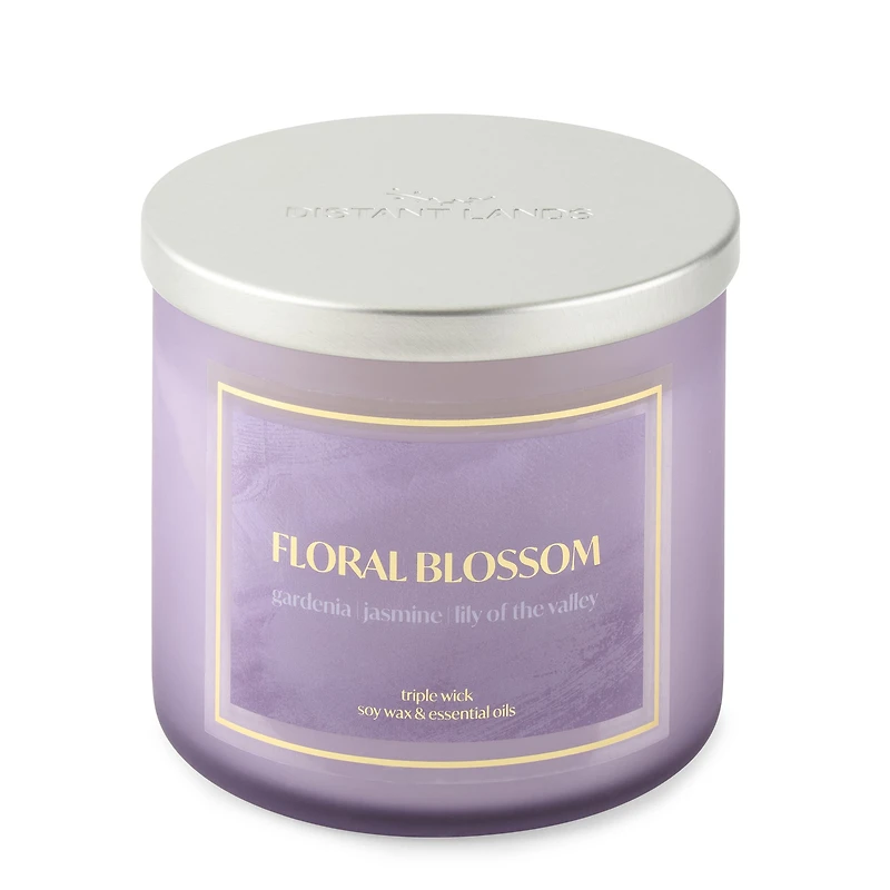 Distant Lands Floral Blossom 3-Wick Scented Jar Candle