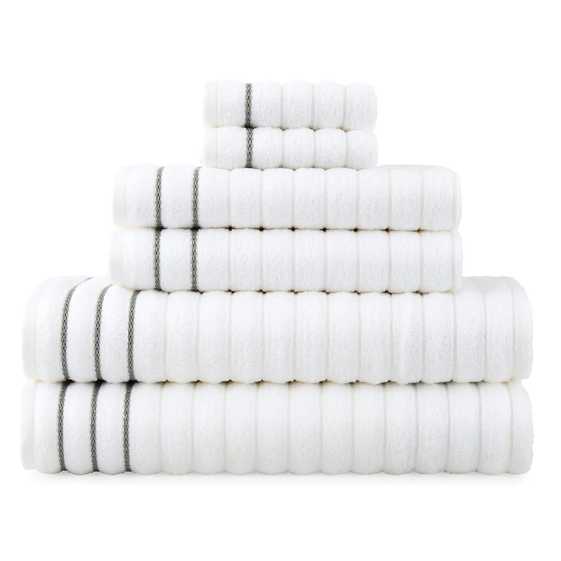 Home Expressions 6-pc. Ribbed Solid Bath Towel Set