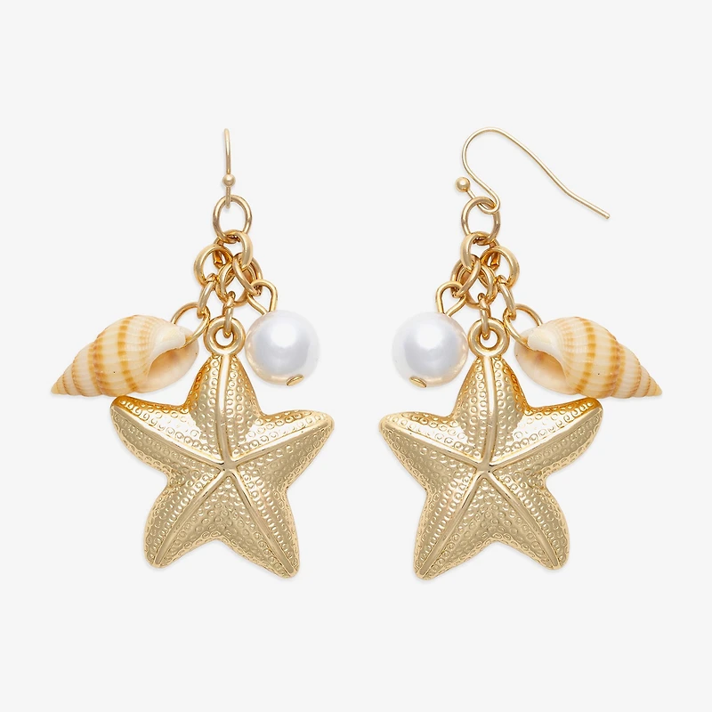 Bijoux Bar Womens White Simulated Pearl Drop Earrings