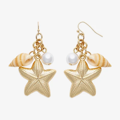 Bijoux Bar Womens White Simulated Pearl Drop Earrings