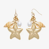 Bijoux Bar Womens White Simulated Pearl Drop Earrings