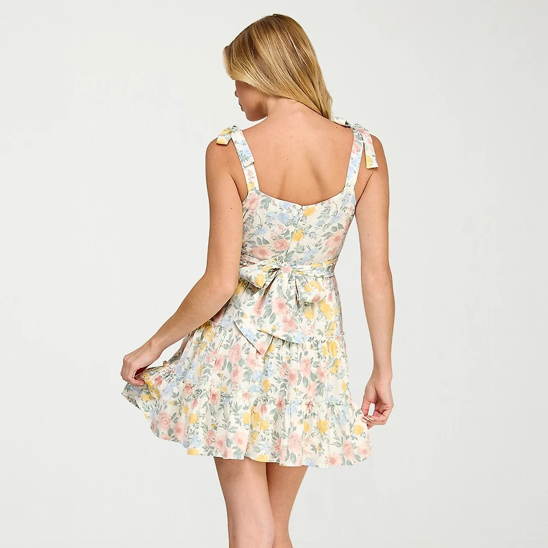 Trixxi Womens Juniors Sweetheart Neck Sleeveless Floral Fit + Flare Dress