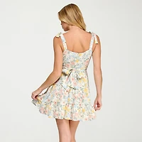 Trixxi Womens Juniors Sweetheart Neck Sleeveless Floral Fit + Flare Dress