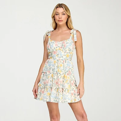 Trixxi Womens Juniors Sweetheart Neck Sleeveless Floral Fit + Flare Dress