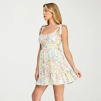 Trixxi Womens Juniors Sweetheart Neck Sleeveless Floral Fit + Flare Dress