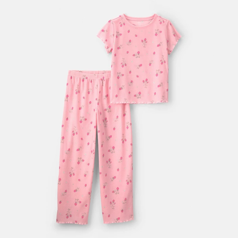 Carter's Little & Big Kid Girls Round Neck Short Sleeve 2-pc. Pajama Set