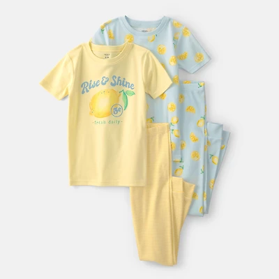 Carter's Little & Big Kid Girls Round Neck Short Sleeve 4-pc. Pajama Set
