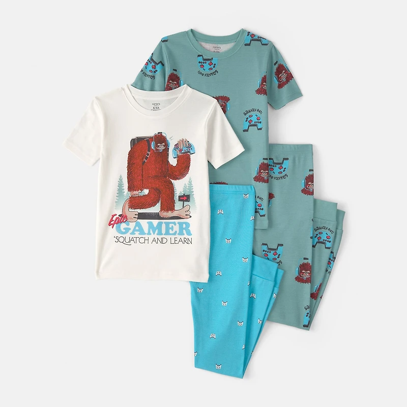 Carter's Little & Big Kid Boys Round Neck Short Sleeve 4-pc. Pajama Set