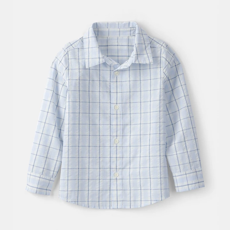 Carter's Little & Big Kid Boys Long Sleeve Fitted Regular Fit Button-Down Shirt