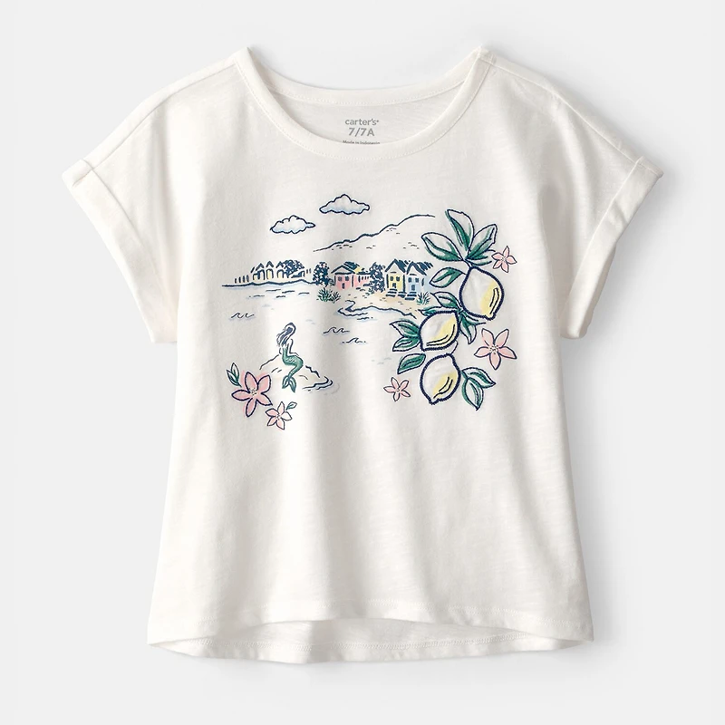 Carter's Little & Big Kid Girls Round Neck Short Sleeve Regular Fit Graphic T-Shirt