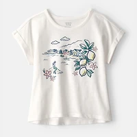 Carter's Little & Big Kid Girls Round Neck Short Sleeve Regular Fit Graphic T-Shirt