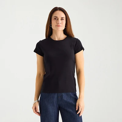 Liz Claiborne Womens Tall Crew Neck Short Sleeve T-Shirt