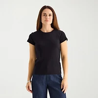 Liz Claiborne Womens Tall Crew Neck Short Sleeve T-Shirt