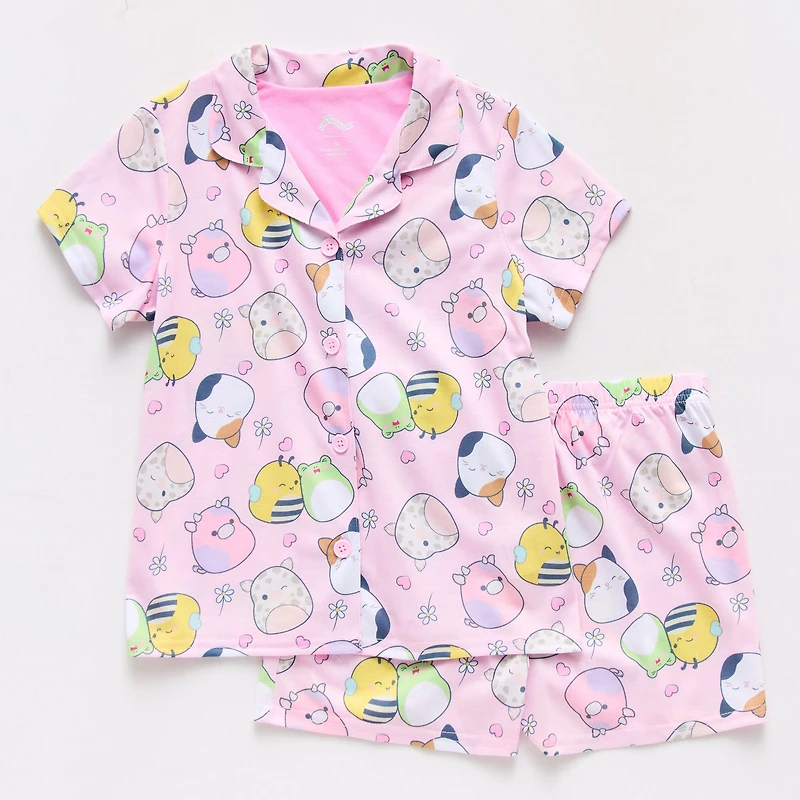 Little & Big Kid Girls Squishmallows Crew Neck Short Sleeve 2-pc. Pajama Set