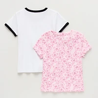 Thereabouts Little & Big Kid Girls Easy-on + Easy-off Crew Neck Short Sleeve Adaptive 2-pc. T-Shirt