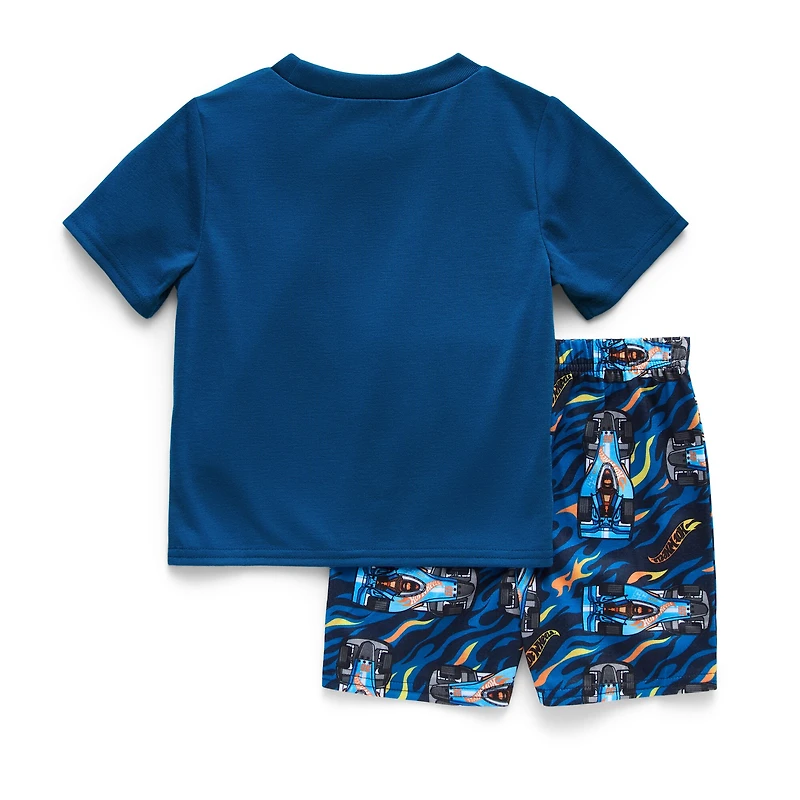 Toddler Boys Hot Wheels Crew Neck Short Sleeve 2-pc. Pajama Set