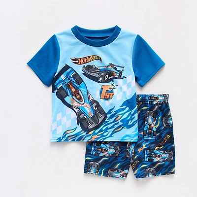 Toddler Boys Hot Wheels Crew Neck Short Sleeve 2-pc. Pajama Set