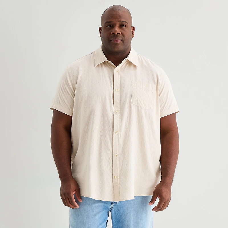 mutual weave Mens Short Sleeve Regular Fit Big and Tall Button-Down Shirt