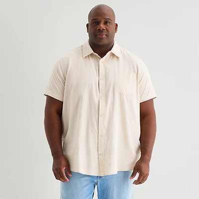 mutual weave Mens Short Sleeve Regular Fit Big and Tall Button-Down Shirt