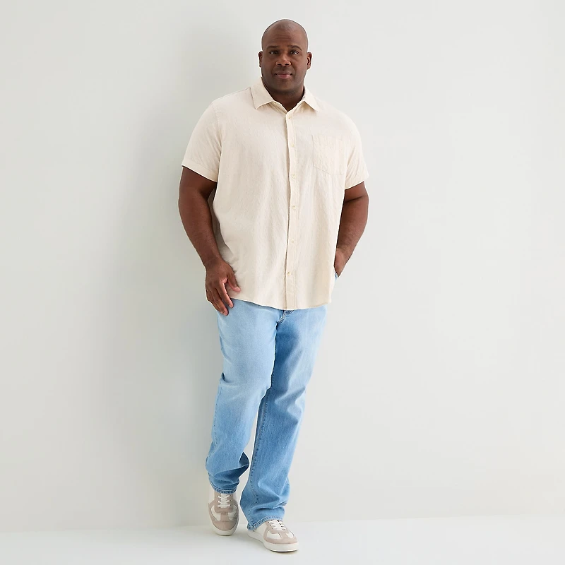 mutual weave Mens Short Sleeve Regular Fit Big and Tall Button-Down Shirt
