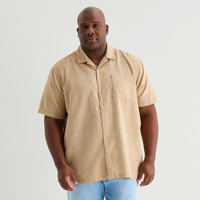 mutual weave Mens Short Sleeve Big and Tall Camp Shirt