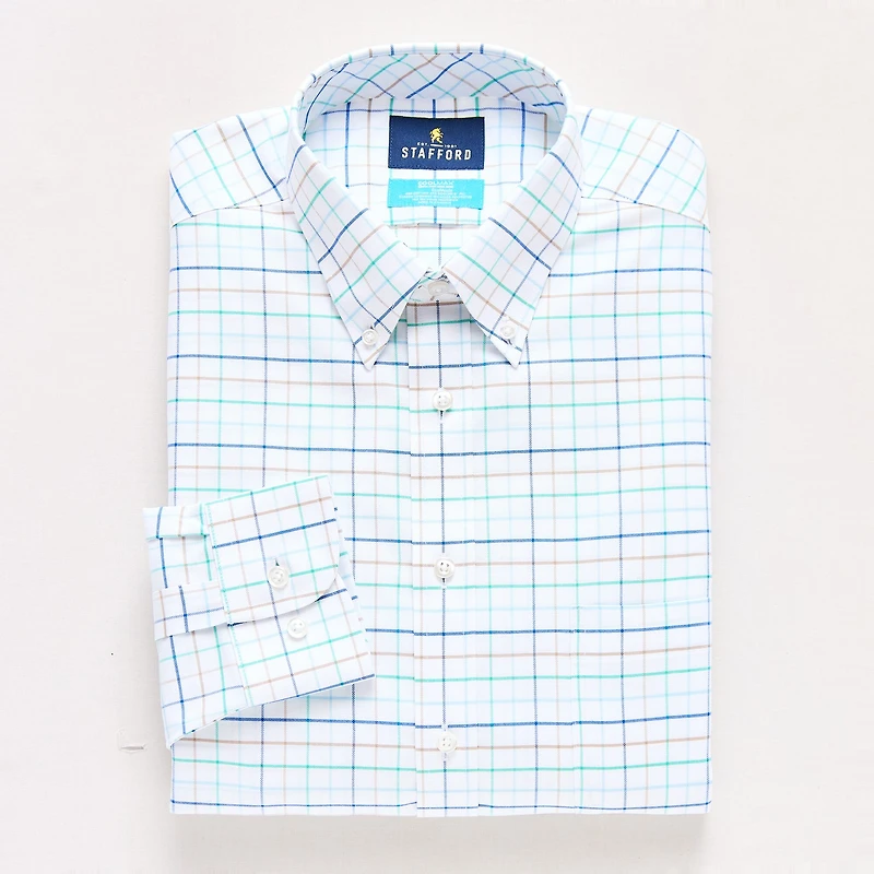 Stafford Coolmax All Season Ecomade Oxford Mens Slim Fit Stretch Fabric Wrinkle Free Long Sleeve Dress Shirt