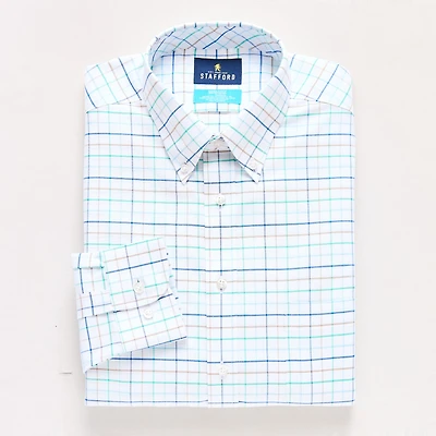 Stafford Coolmax All Season Ecomade Oxford Mens Slim Fit Stretch Fabric Wrinkle Free Long Sleeve Dress Shirt