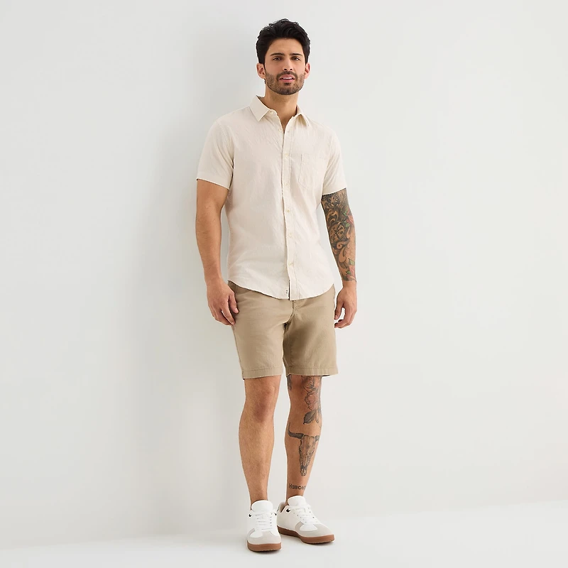 mutual weave Mens Short Sleeve Classic Fit Button-Down Shirt