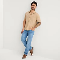 mutual weave Mens Short Sleeve Camp Shirt