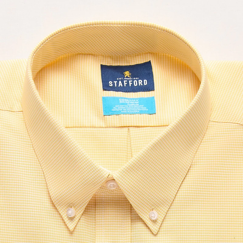 Stafford Coolmax All Season Ecomade Oxford Mens Big and Tall Classic Fit Stretch Fabric Wrinkle Free Long Sleeve Dress Shirt