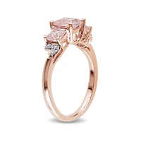 Genuine Morganite and Diamond-Accent 3-Stone Ring