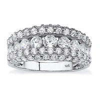 DiamonArt® Womens 1 1/4 CT. T.W. White Cubic Zirconia Platinum Over Silver Round Engagement Ring