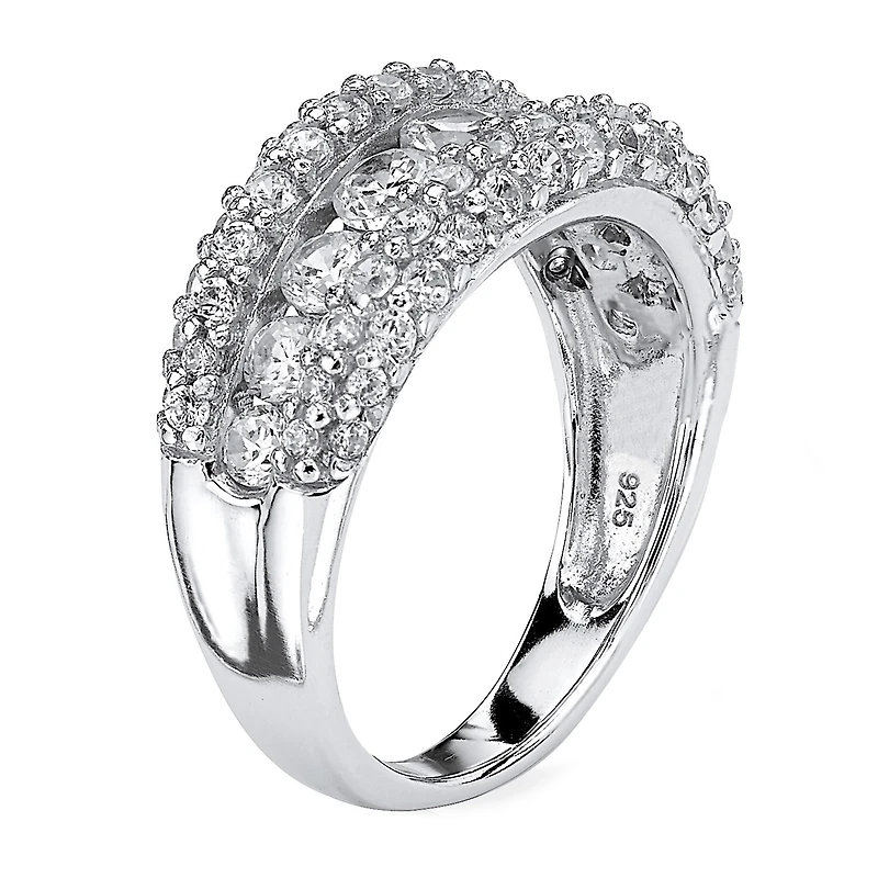 DiamonArt® Womens 1 1/4 CT. T.W. White Cubic Zirconia Platinum Over Silver Round Engagement Ring