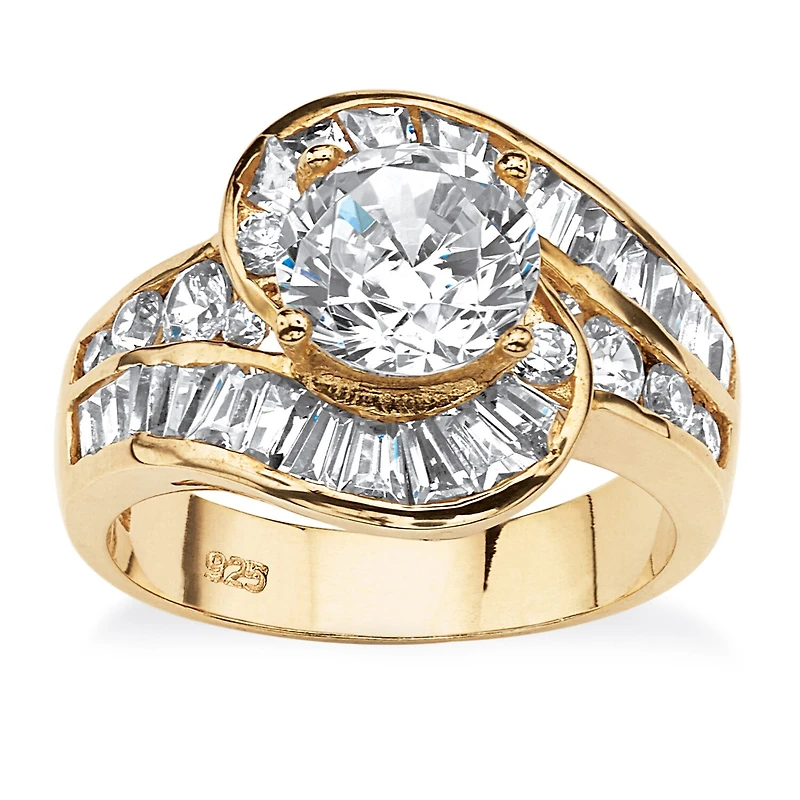 DiamonArt® Womens / CT. T.W. White Cubic Zirconia 14K Gold Over Silver Round Engagement Ring