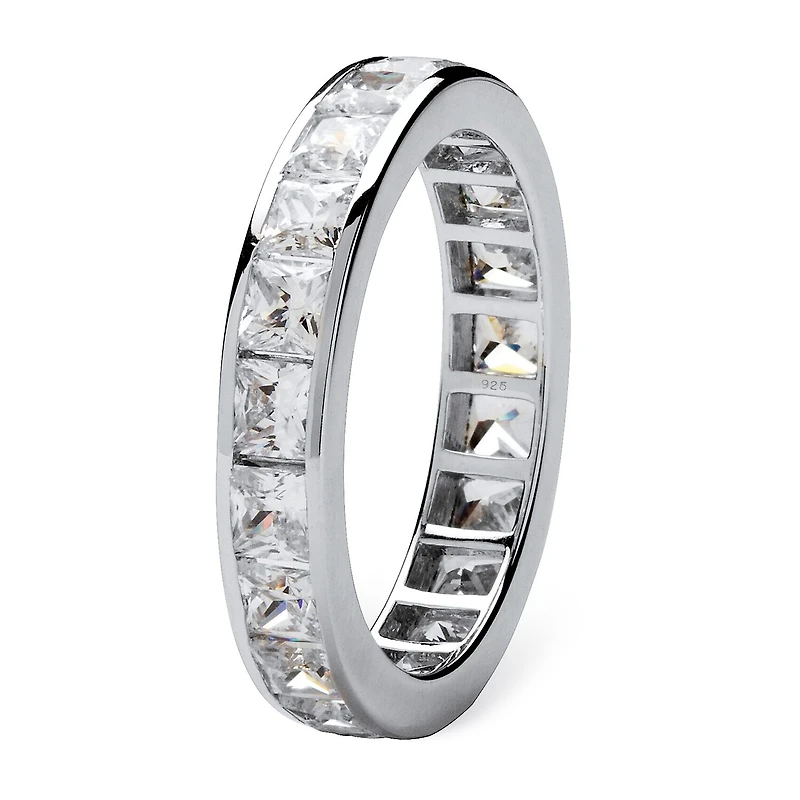 DiamonArt® 4MM 5 1/4 CT. T.W. White Cubic Zirconia Platinum Over Silver Square Band