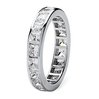 DiamonArt® 4MM 5 1/4 CT. T.W. White Cubic Zirconia Platinum Over Silver Square Band