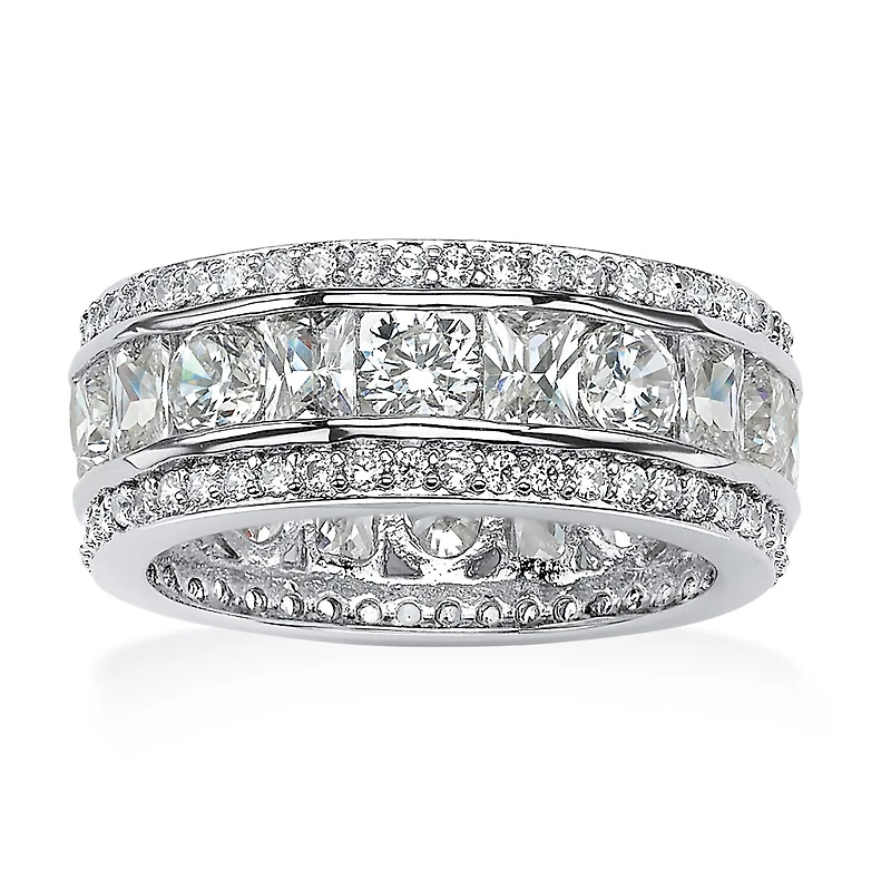 DiamonArt® 8.5MM 4 3/4 CT. T.W. White Cubic Zirconia Platinum Over Silver Rectangular Band