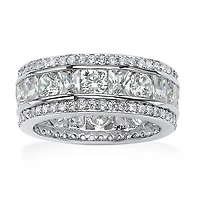 DiamonArt® 8.5MM 4 3/4 CT. T.W. White Cubic Zirconia Platinum Over Silver Rectangular Band