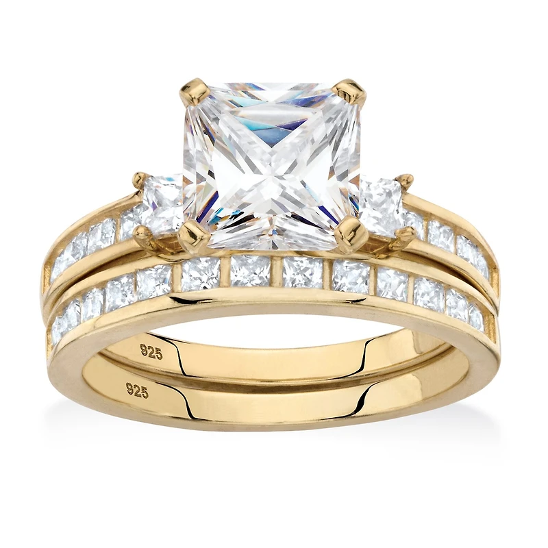 DiamonArt® Womens 4 1/4 CT. T.W. White Cubic Zirconia 14K Gold Over Silver Square Bridal Set