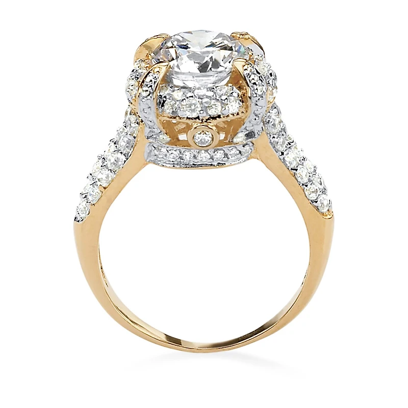 DiamonArt® Womens 3 CT. T.W. White Cubic Zirconia 18K Gold Over Silver Round Engagement Ring