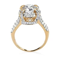 DiamonArt® Womens 3 CT. T.W. White Cubic Zirconia 18K Gold Over Silver Round Engagement Ring