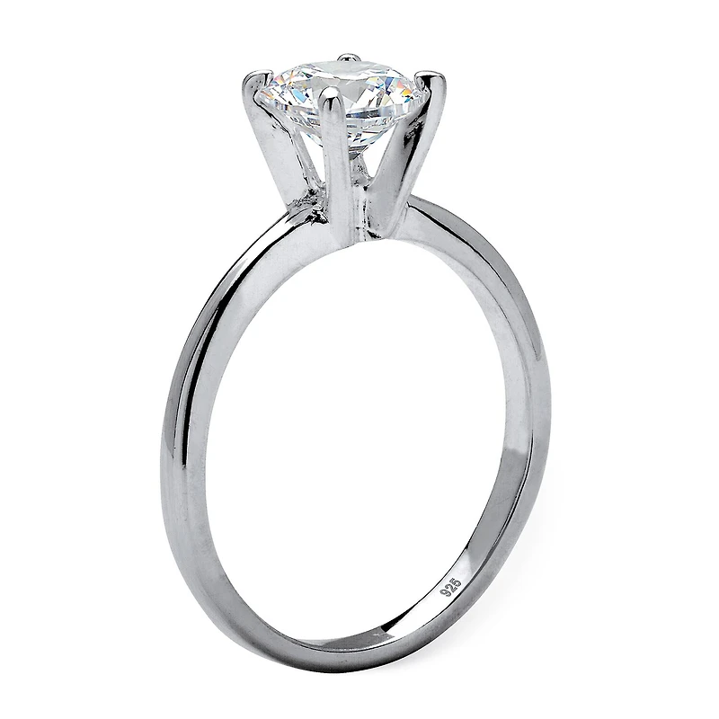 DiamonArt® Womens 1 1/10 CT. T.W. White Cubic Zirconia Sterling Silver Round Engagement Ring