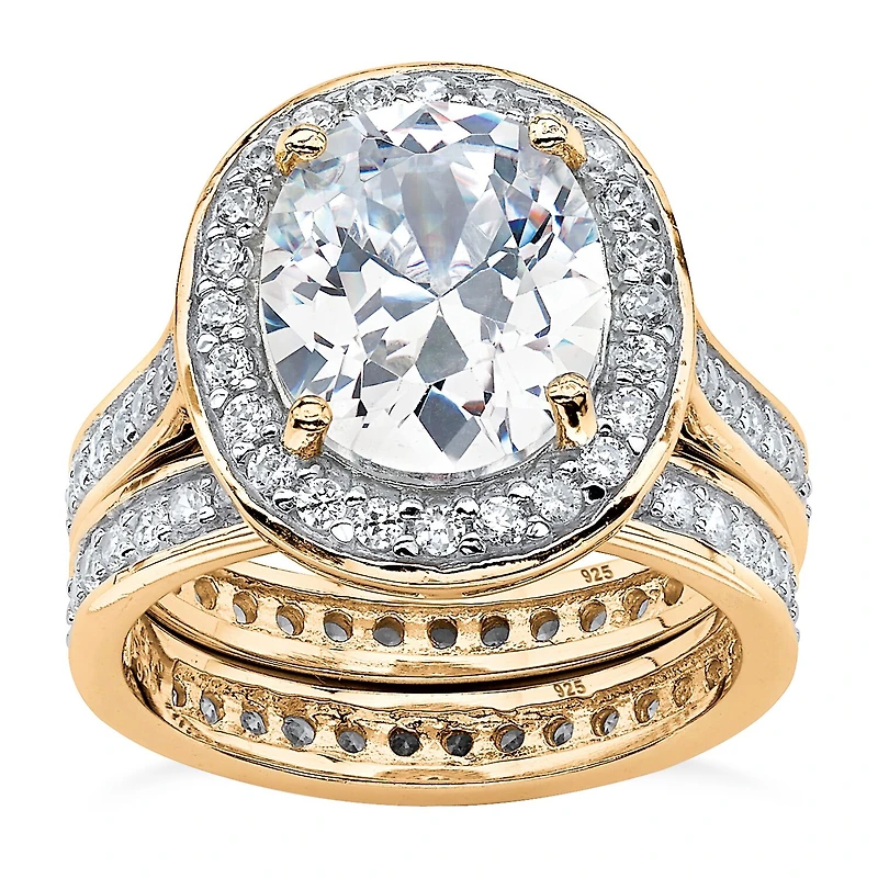 DiamonArt® Womens / CT. T.W. White Cubic Zirconia 18K Gold Over Silver Bridal Set
