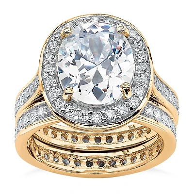 DiamonArt® Womens CT. T.W. White Cubic Zirconia 18K Gold Over Silver Bridal Set