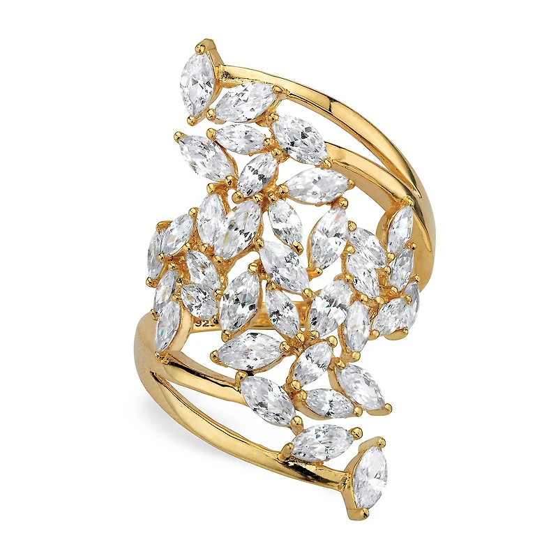 DiamonArt® Womens 1 / CT. T.W. White Cubic Zirconia 14K Gold Over Silver Cocktail Ring